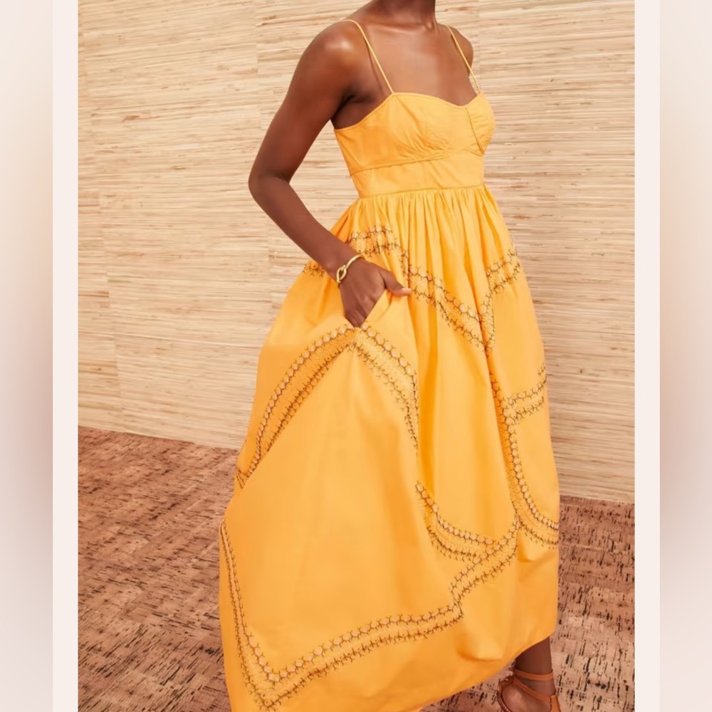 Ulla Johnson Handmade Mariza Dress Papaya Orange Embroidered Size 2 - Picture 11 of 12